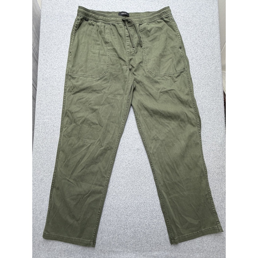 Roark Pants Mens 2XL Green Canvas Chino Elastic Waist Casual Everyday